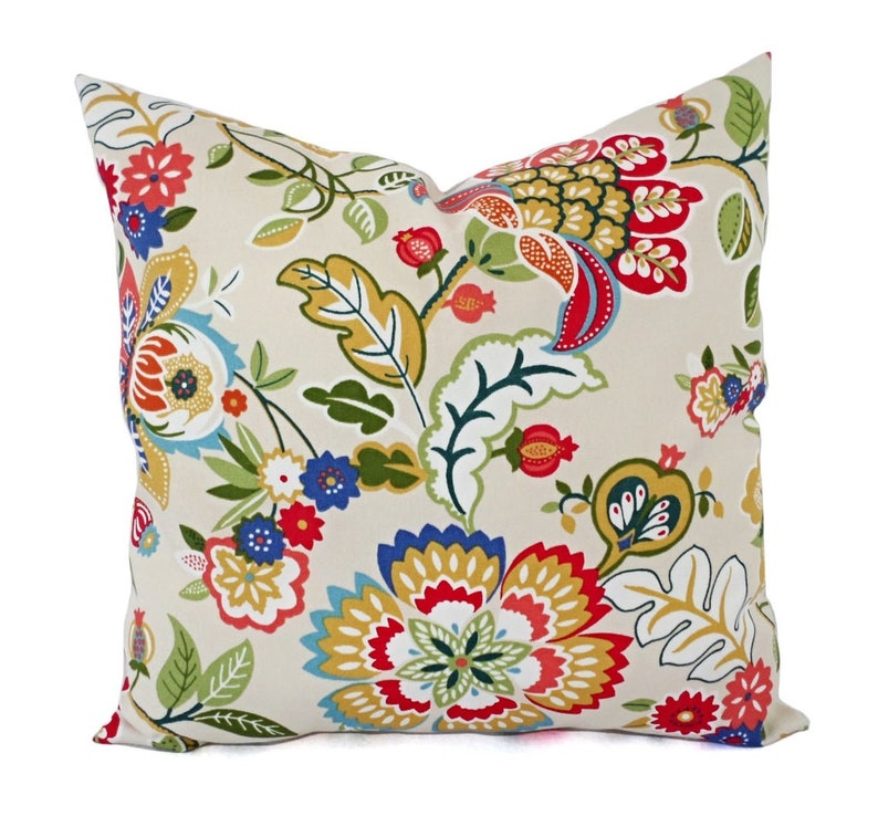 Outdoor Pillow Cover Floral Pillow Sham Red Throw Pillow Etsy