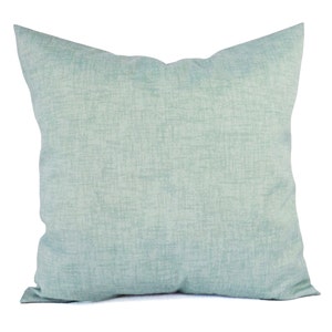 Two Outdoor Pillows Solid Blue Pillows Patio Pillows Outdoor Pillow Cover Blue Green Pillows Custom Pillows 18 x 18 pillow 20 x 20 image 1