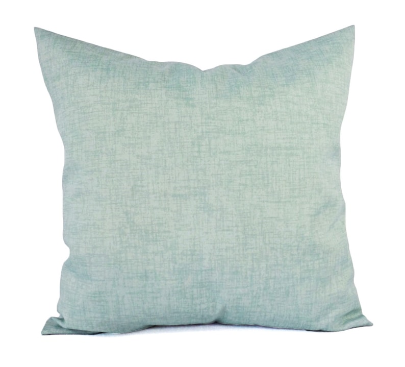 Two Outdoor Pillows Solid Blue Pillows Patio Pillows Outdoor Pillow Cover Blue Green Pillows Custom Pillows 18 x 18 pillow 20 x 20 image 1