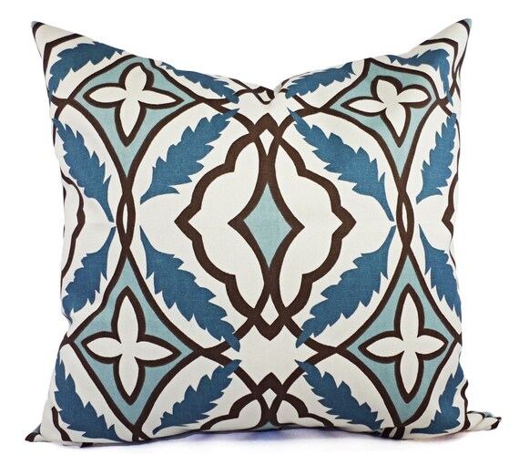 Two Decorative Pillow Covers Blue and Beige Blue Grey Throw Etsy