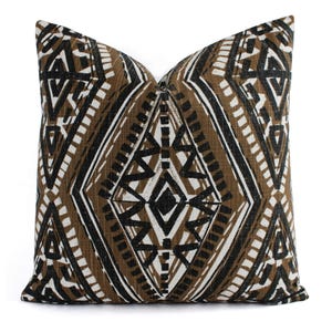 One Decorative Pillow Cover, Brown Pillow Cover, Geometric Pillow Sham, Brown Throw Pillow, Brown Black Pillow Cover, Neutral Pillow