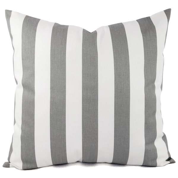 Two Grey and White Striped Decorative Throw Pillow Covers - Cushion Cover Accent Pillow - Grey Striped Cover - Grey Striped Pillow Cover