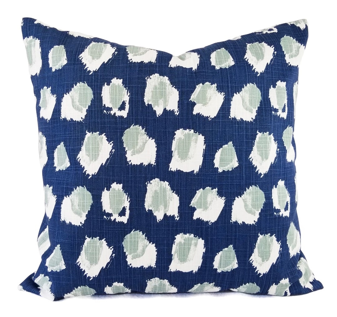 Two Dark Blue Pillow Covers, Blue Pillow Sham, Polka Dot Pillow, Navy