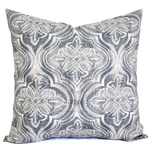 Two OUTDOOR Cool Grey Pillow Covers - Grey Pillows - Grey Damask Pillow Cover - Grey Medallion Pillow Sham - Grey White Pillow Cover