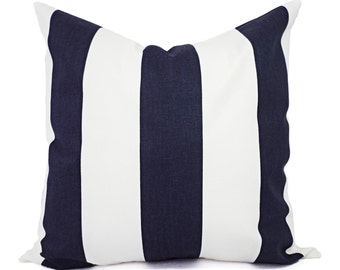 Navy Striped Pillow Covers - Two Navy Striped Pillow Covers - Nautical Pillow - Navy Pillow Sham - Decorative Pillow