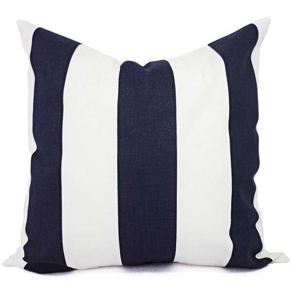 Navy Striped Pillow Etsy