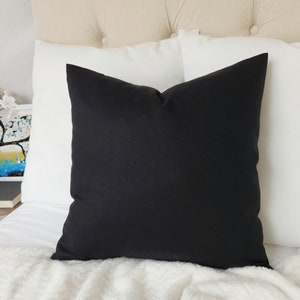 Solid Black Decorative Pillow Cover Black Pillow Cover Linen Pillow