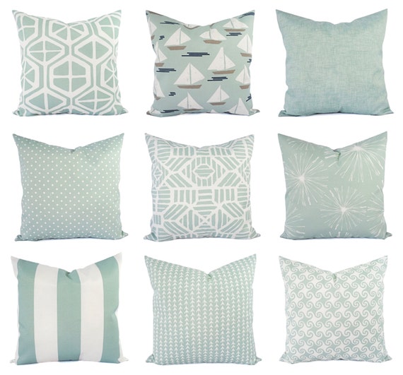 Two Outdoor Light Blue Pillows Blue Nautical Pillows Patio Etsy