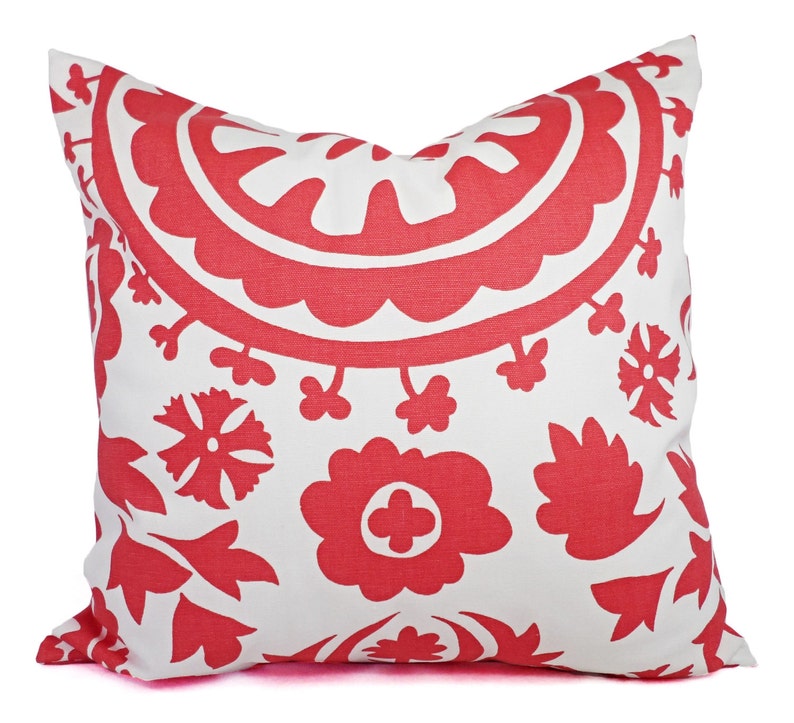 Coral Throw Pillows Salmon Suzani Decorative Throw Pillows Etsy