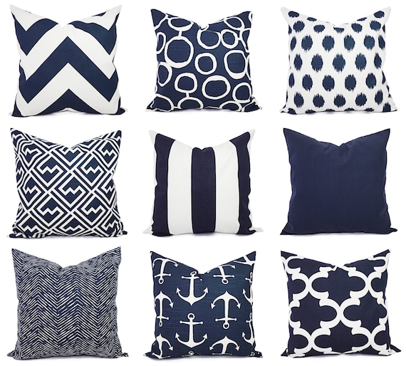 Navy Pillow Covers One Navy and White Modern Black White Outdoor Pillow Cover