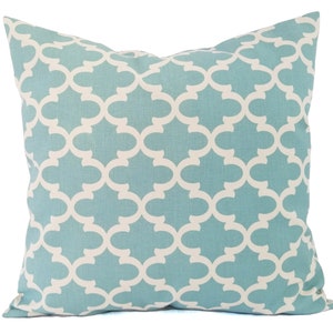CLEARANCE One Decorative Pillow, Quatrefoil Decorative Pillow Cover, Moroccan Tile Pillow Cover, Custom Blue Pillow, Blue Pillow Cover