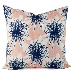 Two Pink and Blue Pillow Covers, Pink Pillow Sham, Floral Pillow, Pink Throw Pillow, Blush Pillow Cover Pink Pillowcase, Designer Pillows