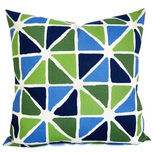 OUTDOOR Pillow Cover, Blue Pillow Cover, Green Throw Pillow, Blue and Green Pillow Sham, Blue Patio Pillow, Blue Outdoor Pillow Set, 16 x 16 3. Mason