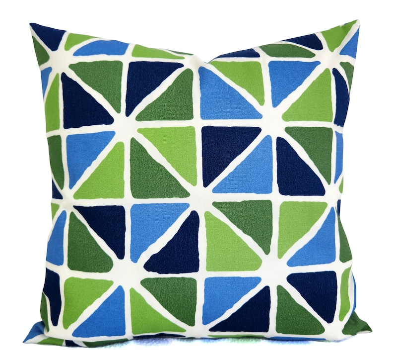 OUTDOOR Pillow Cover, Blue Pillow Cover, Green Throw Pillow, Blue and Green Pillow Sham, Blue Patio Pillow, Blue Outdoor Pillow Set, 16 x 16 3. Mason