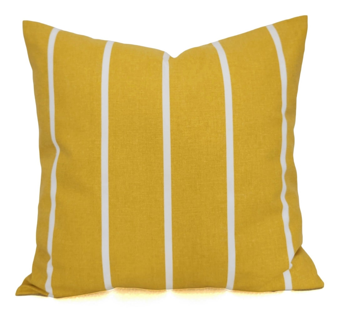 Two Striped Deep Yellow Pillow Covers Two Spice Yellow Etsy