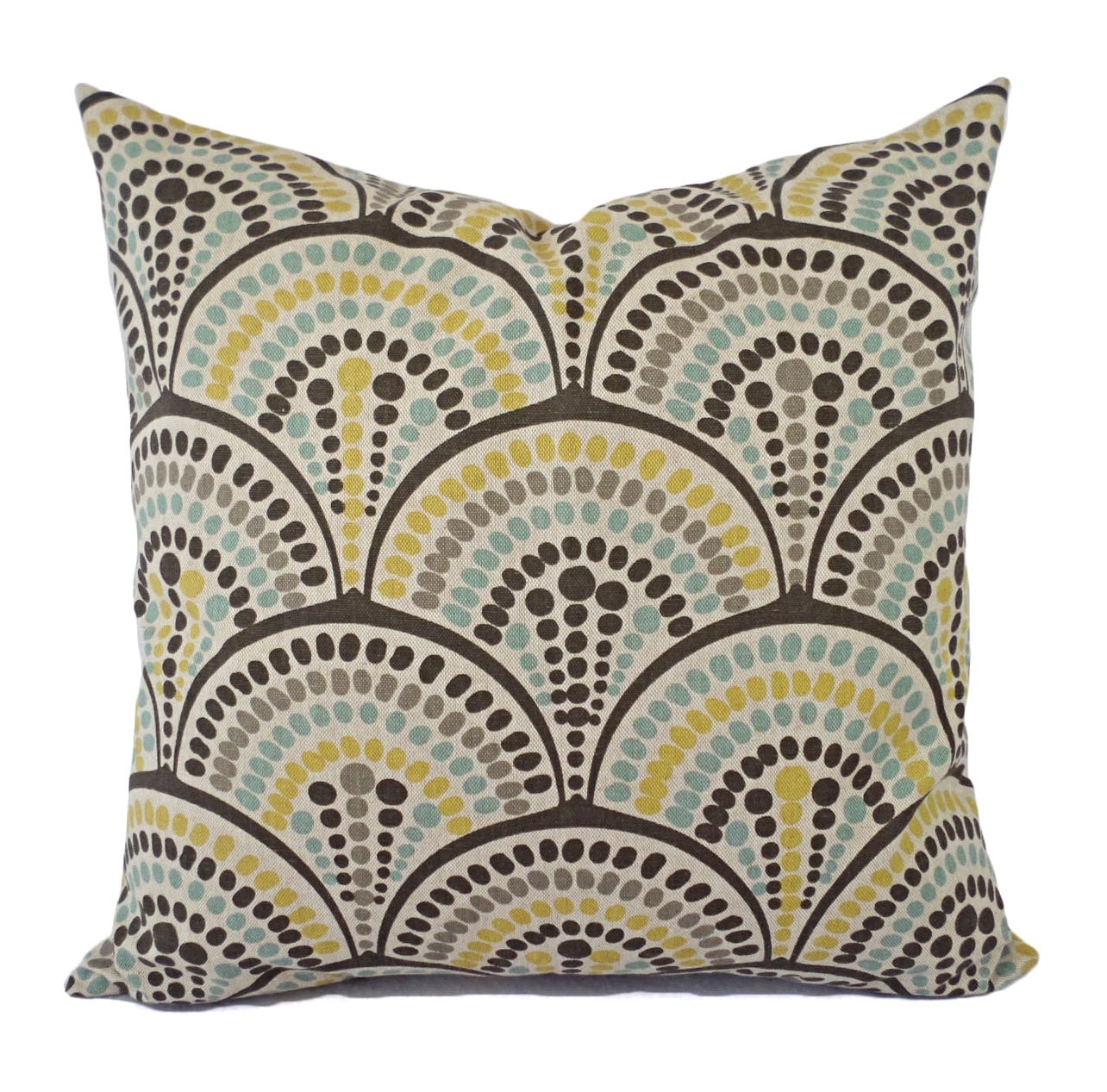 Brown Yellow and Blue Decorative Pillow Covers Two Geometric Etsy