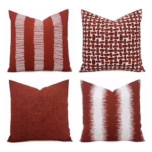 OUTDOOR Pillow Cover, Dark Red Pillow, Brick Red Pillow Cover, Patio Pillow, Red Orange Outdoor Pillow, Geometric Pillow Sham