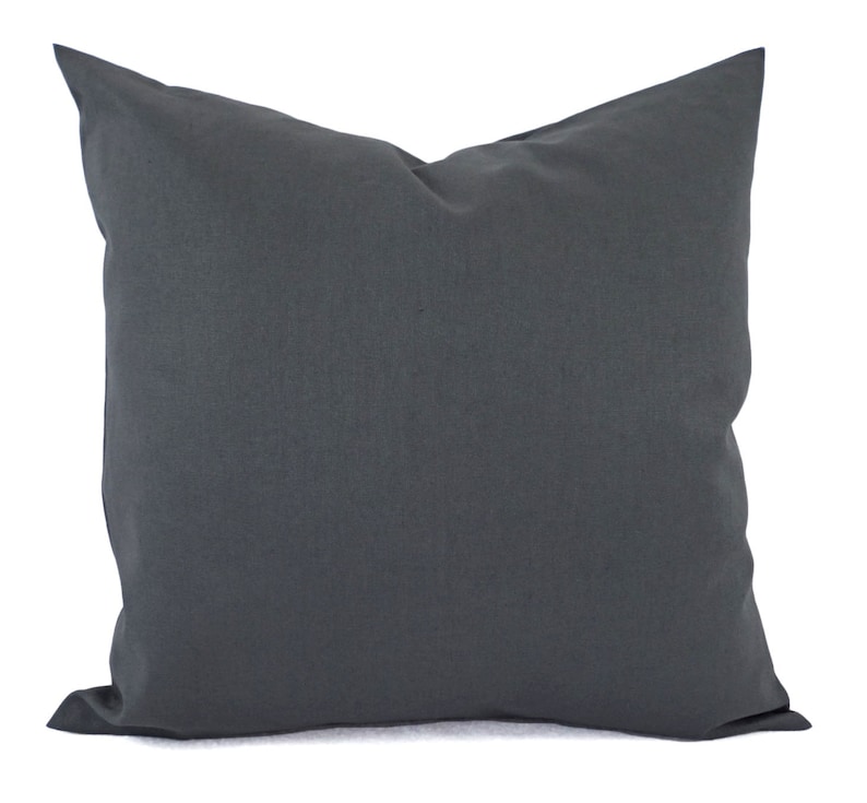 Dark Grey Decorative Pillow Cover Solid Grey Pillow Linen Etsy