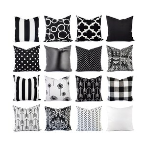 Decorative Pillow Covers, Black and White Pillow, Pillow Sham, Black Pillowcase, Solid Black Pillow, Black Chevron, Black Stripe