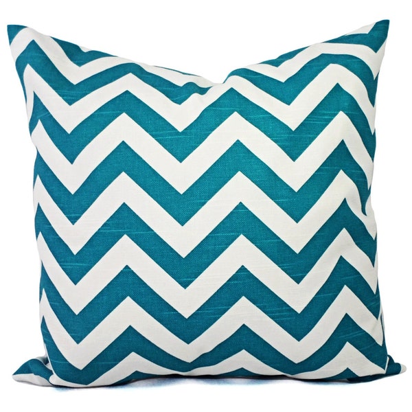 CLEARANCE One Turquoise Pillow Cover - Turquoise Chevron Pillow Cover - Decorative Throw Pillow - Chevron Pillow Cushion Cover Accent Pillow