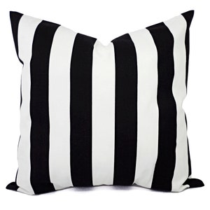 Two Black and White Pillow Covers, Striped Decorative Throw Pillow Covers, 12x16 12x18 14x14 16x16 18x18 20x20 22x22 24x24 26x26 Cover