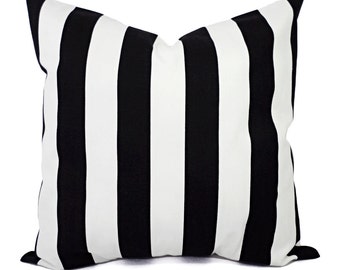 One Black and White Pillow Cover, Striped Decorative Throw Pillow Covers, Cotton Pillow Cover, Stripe Pillow Cover