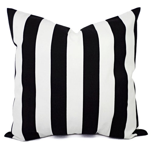 Two Black and White Pillow Covers Striped Decorative Throw Etsy