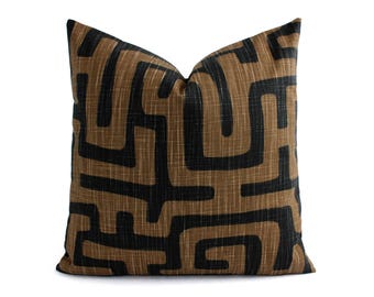 One Decorative Pillow Cover, Brown Pillow Cover, Geometric Pillow Sham, Brown Throw Pillow, Brown Black Pillow Cover, Neutral Pillow