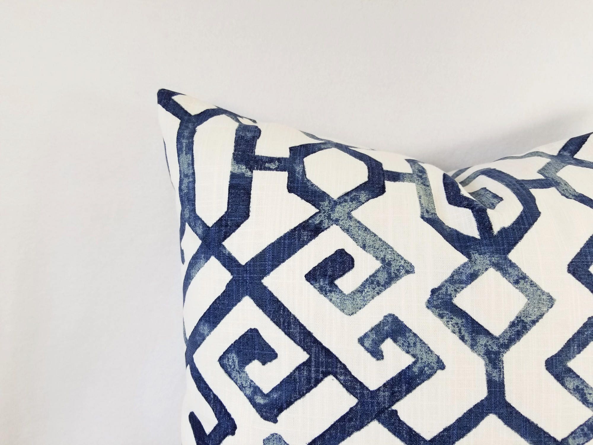 Two Blue Pillow Covers Geometric Pillow Sham Blue Throw Etsy