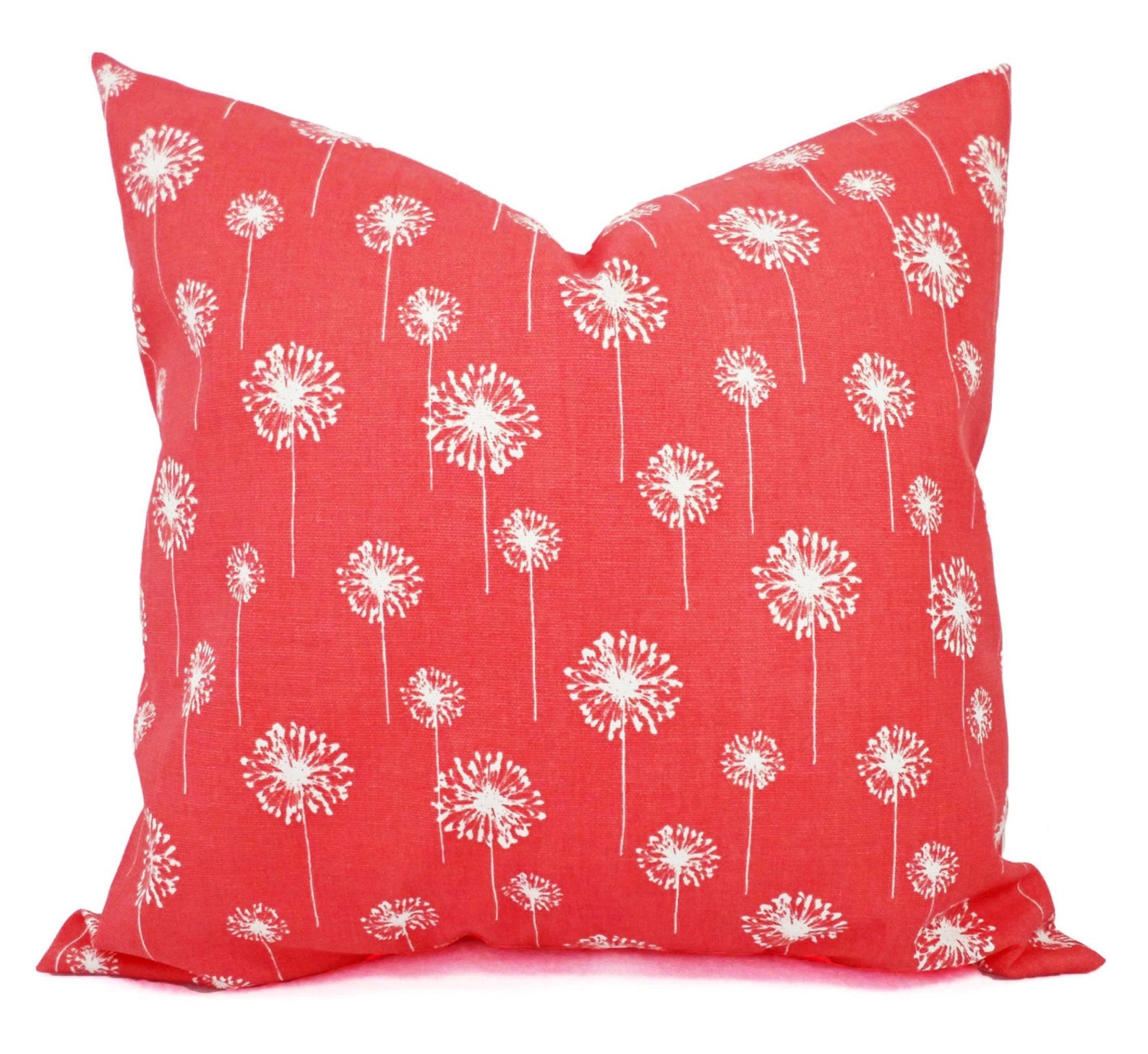 Two Coral Throw Pillows Dandelion Pillows Coral Dandelion Etsy