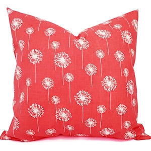 Two Coral Throw Pillows, Dandelion Pillows, Coral Dandelion Decorative Throw Pillows, Couch Pillows, Accent Pillow, Coral Pillows image 1