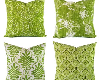 Housses de coussin EXTÉRIEUR - oreiller vert - taie d'oreiller verte - oreiller de patio - oreillers verts - oreiller floral - oreiller damassé - oreiller palmier