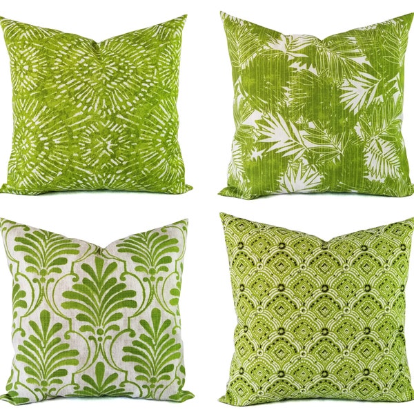 One Outdoor Pillow Cover, Green Pillow, Green Pillow Cover, Patio Pillow, Green Pillow, Floral Pillow, Damask Pillow, Palm Tree Pillow