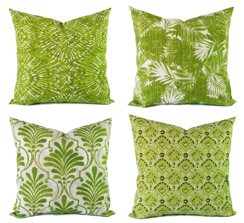 OUTDOOR Pillow Covers Green Pillow Green Pillow Cover Patio Pillow Green Pillows Floral Pillow Damask Pillow Greenery Pillow image 1