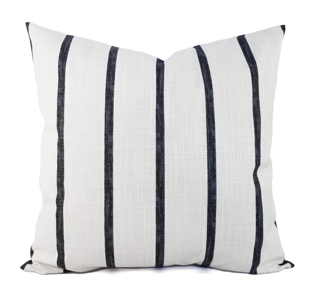 Two Black Striped Throw Pillow Covers Two Black Stripe Pillow Covers