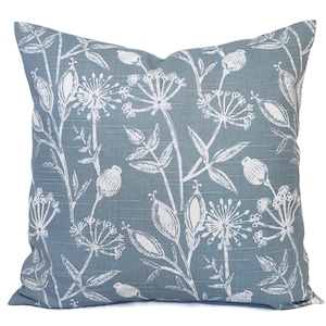 Two Blue Pillow Covers - Floral Pillow Sham - Blue Throw Pillow - Blue Decorative Pillow - Flower Pillow Cover - Dandelion Pillows