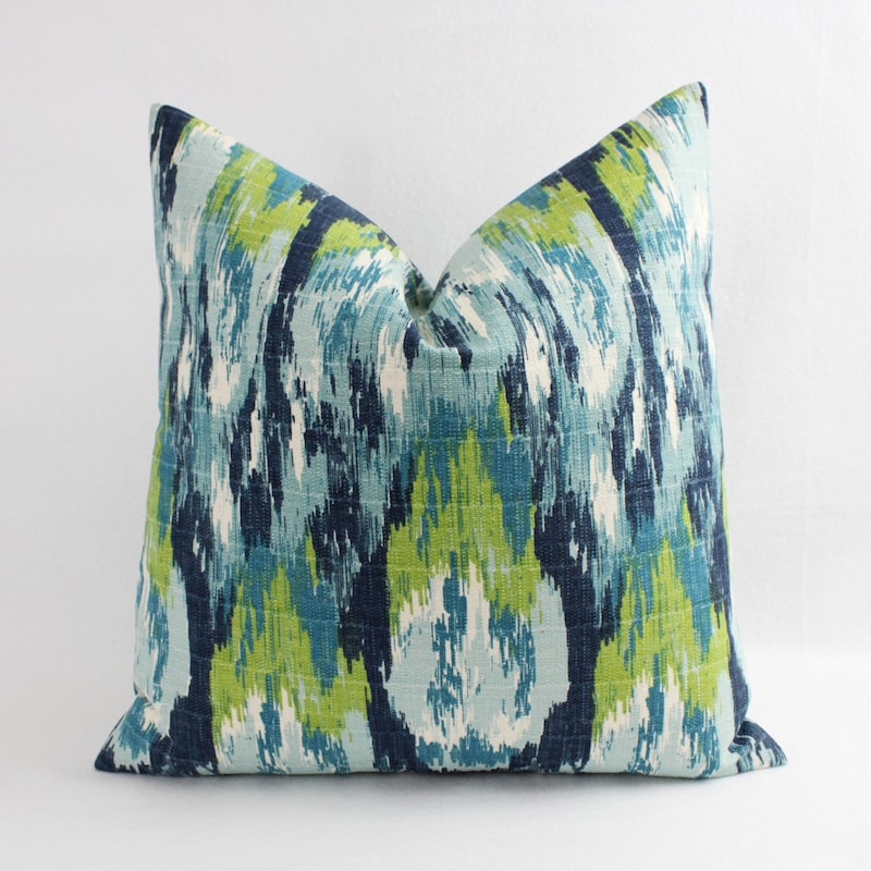 Blue - Pochampally Ikat Weave Pillow Cover (Set of 2) 19