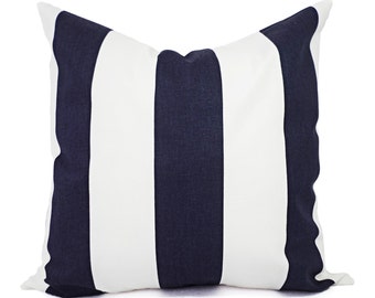 Navy Blue Pillow Covers - Two Navy Striped Pillow Covers - Nautical Pillow - Pillow Case - Navy Accent Pillows - Decorative Pillow