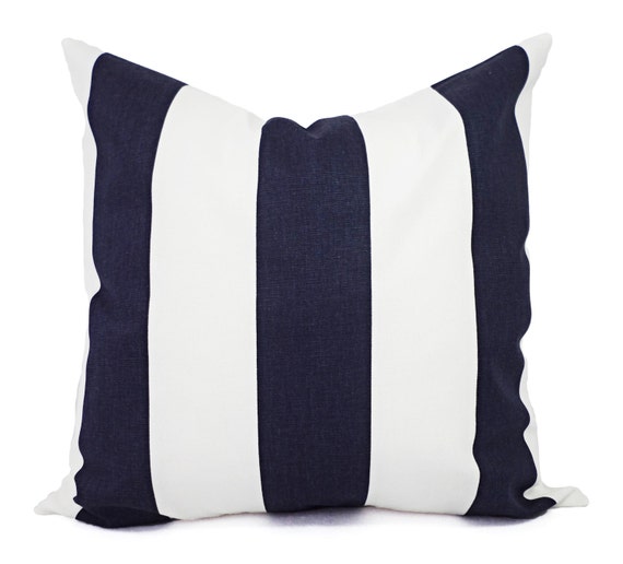 クッションカバー Cushion Cover navy line One Navy Blue Pillow Cover, Navy Striped Pillow Cover, Nautical