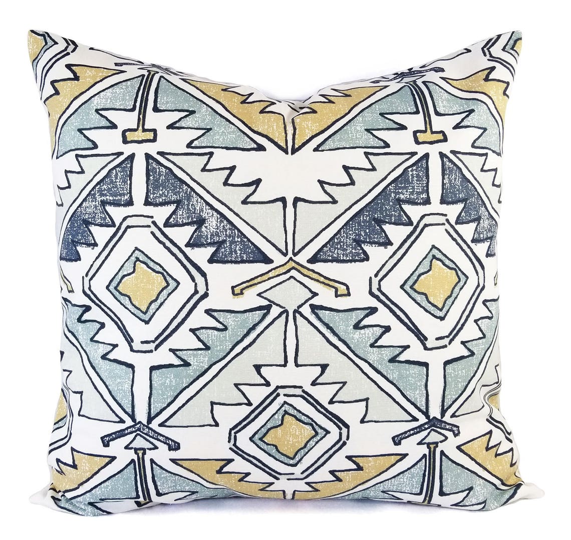 Two Decorative Pillow Covers Blue Pillow Cover Brown Etsy