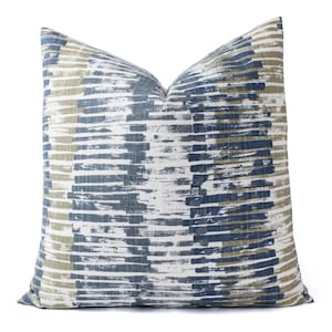 One Blue Pillow Cover, Blue and Tan Throw Pillow Cover, Custom Pillow Cover, Blue Pillow Sham, Decorative Pillow, Blue Grey Pillows