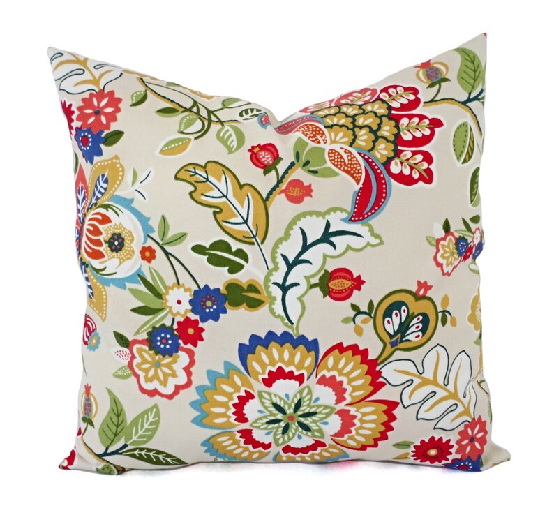 OUTDOOR Two Floral Pillow Covers Cream Pillows Patio Etsy