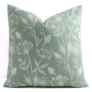 One Green Pillow Cover, Floral Pillow Sham, Green Throw Pillow, Green Decorative Pillow, Flower Pillow Cover, Zipper Pillow Cover image 2