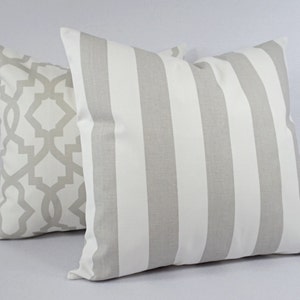 Grey and White Pillow Covers Grey Pillow Sham Grey Throw Pillow Decorative Pillow Quatrefoil Accent Pillow Striped Pillow Sham image 4