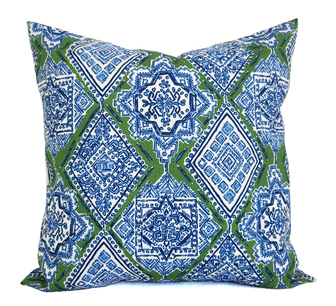 OUTDOOR Two Waterproof Pillow Covers, Blue and Green Pillows, Patio