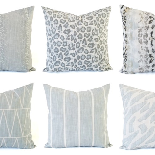 Soft Blue Pillow Cover Blue and White Throw Pillow Etsy