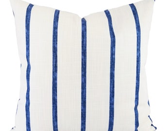 Two Blue Pillow Covers - Dark Blue Pillow Sham - White Pillow Cover - Blue White Pillow - Navy Pillow Cover - Blue Striped Pillow Stripe
