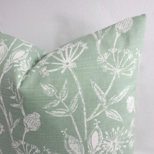 One Green Pillow Cover, Floral Pillow Sham, Green Throw Pillow, Green Decorative Pillow, Flower Pillow Cover, Zipper Pillow Cover image 4
