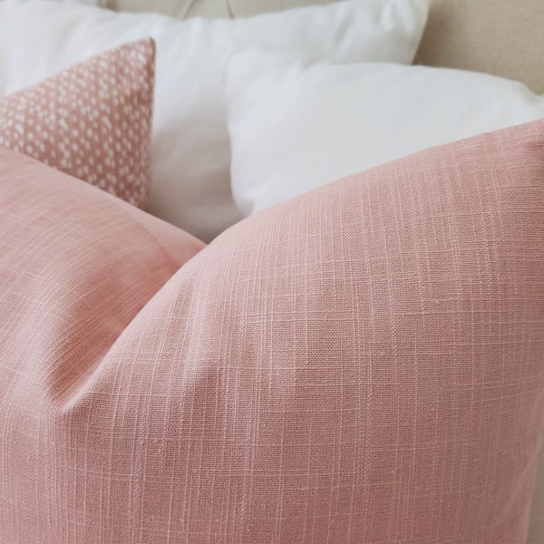 One Blush Pink Pillow Cover, Light Pink Cushion Cover, Solid Pink Pillow, Custom Pillow Sham, Pillow for Couch, Pink Pillowcase Double Sided