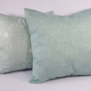 Two Outdoor Pillows Solid Blue Pillows Patio Pillows Outdoor Pillow Cover Blue Green Pillows Custom Pillows 18 x 18 pillow 20 x 20 image 3
